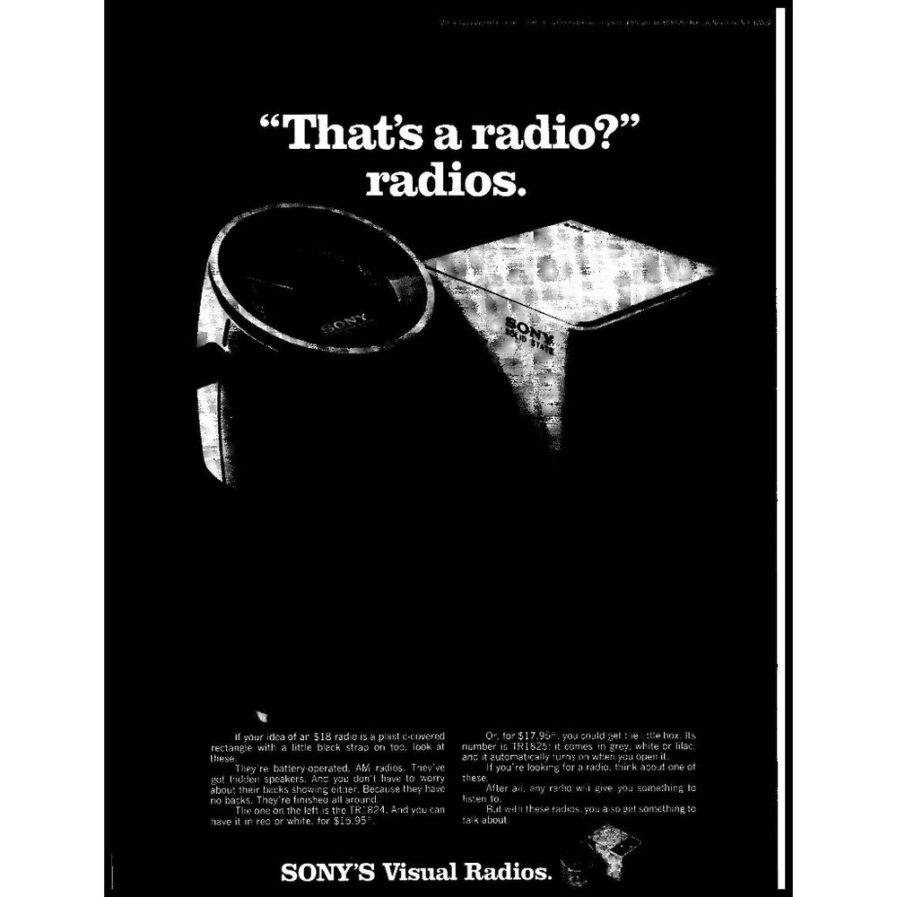 1970 Sony Visual Solid State Radio Vintage Print Ad Midcentury Retro Wall Art